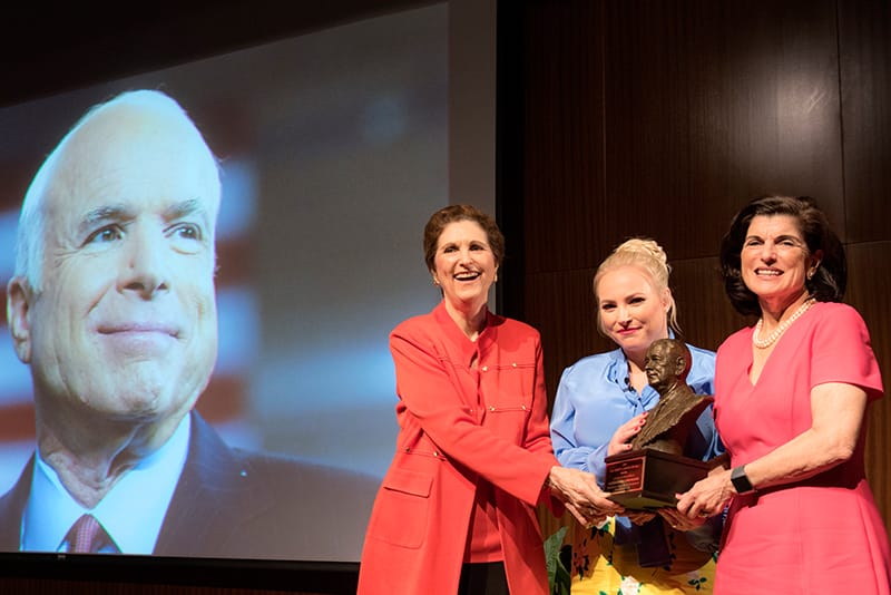 Meghan McCain accepts the LBJ Liberty and Justice for All Award on behalf of her father John McCain