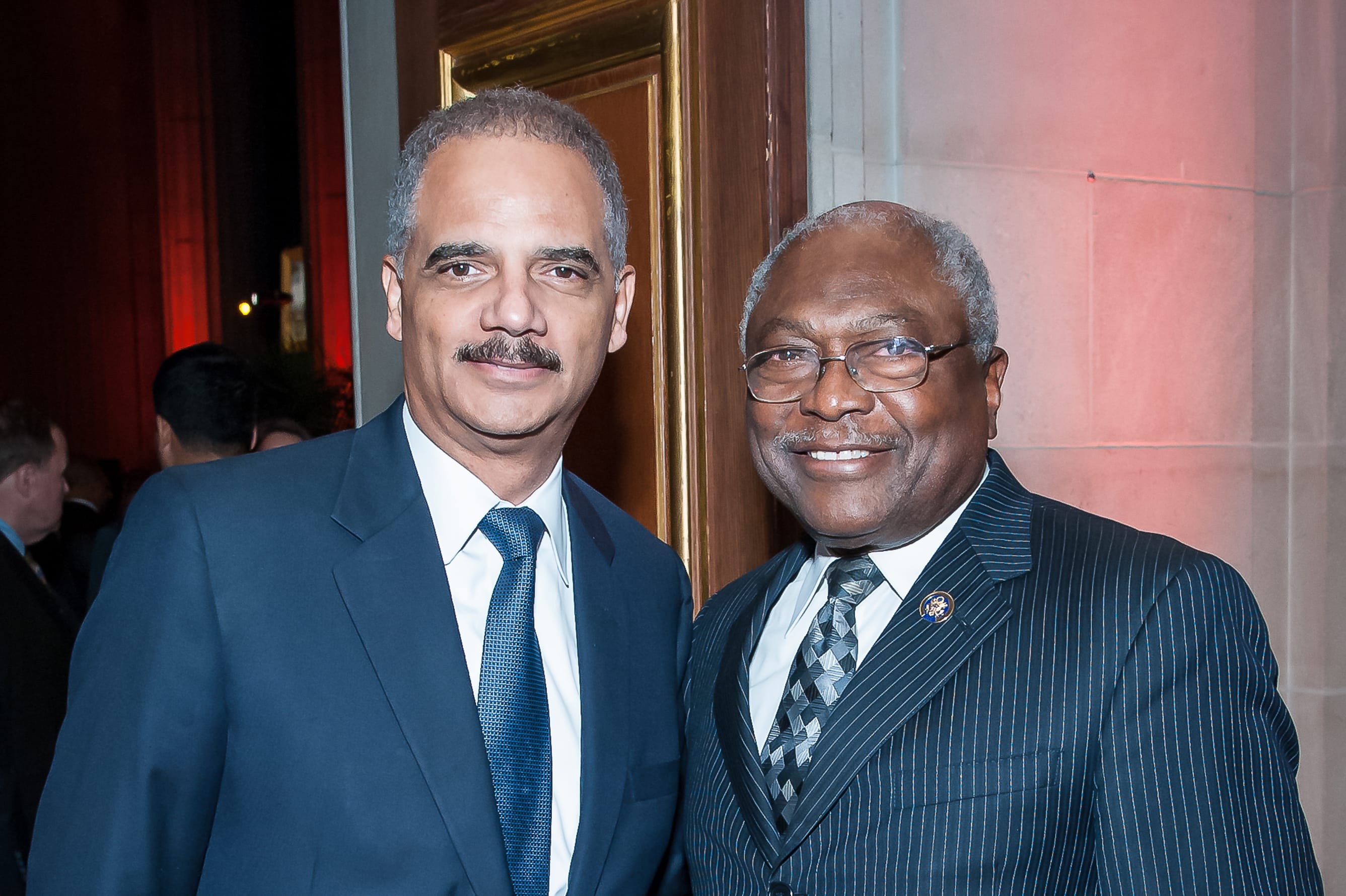 James Clyburn and Eric Holder receive the LBJ Liberty and Justice for All Award