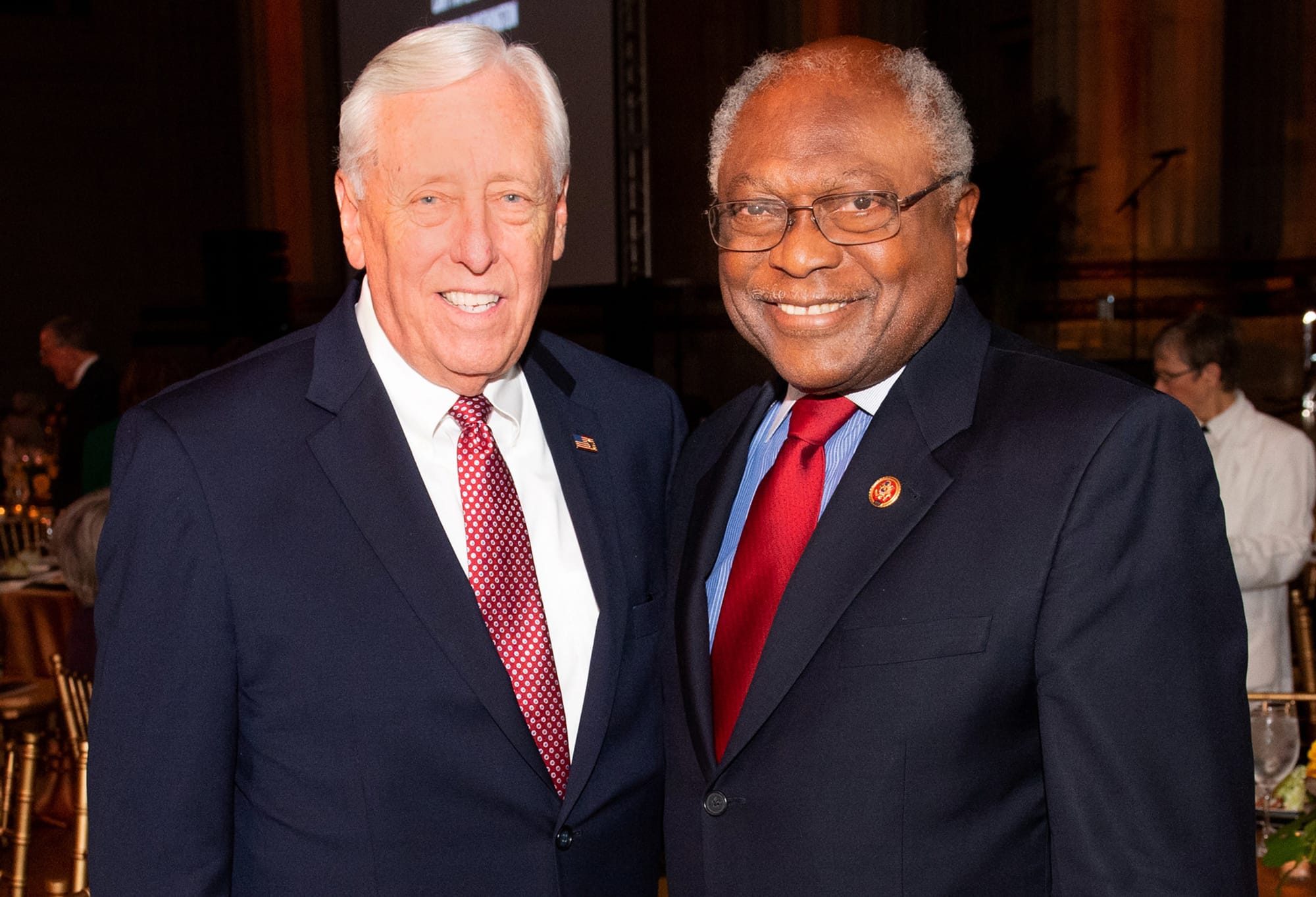 L-R: House Majority Leader Steny Hoyer and Congressman James Clyburn. LBJ Foundation photo by Daniel Swartz, 2019.