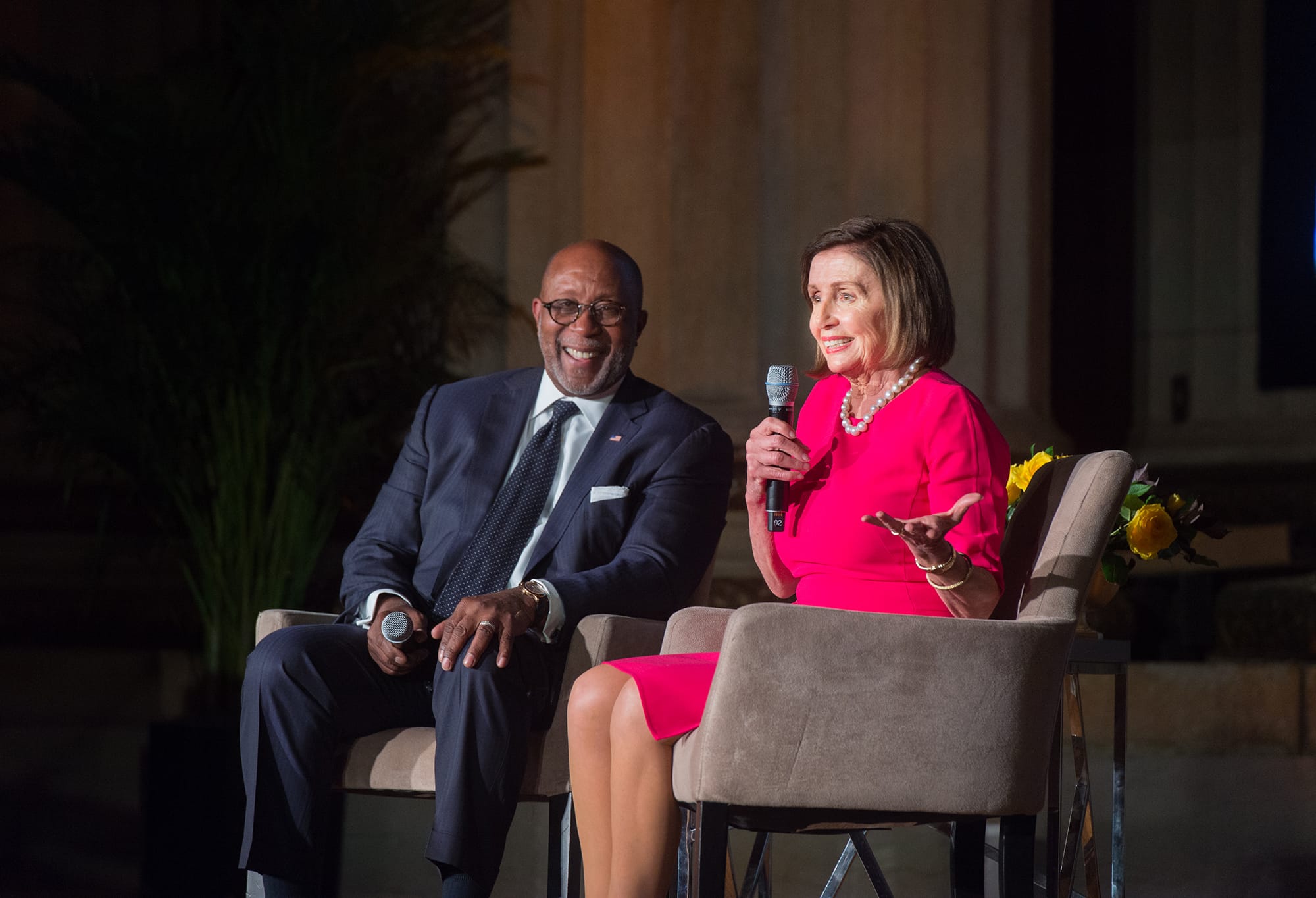 Ron Kirk and Speaker Nancy Pelosi. LBJ Foundation photo by Daniel Swartz, 2019.