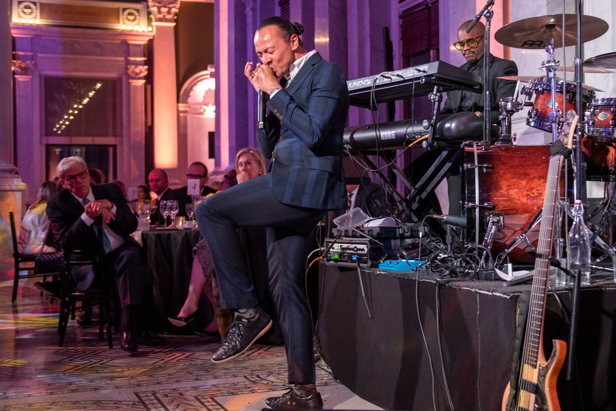 Harmonica virtuoso Frédéric Yonnet performs at a tribute to U.S. Supreme Court Justice Ruth Bader Ginsburg at the Library of Congress in Washington, D.C. on Jan. 30, 2020. LBJ Foundation photo by Jay Godwin.