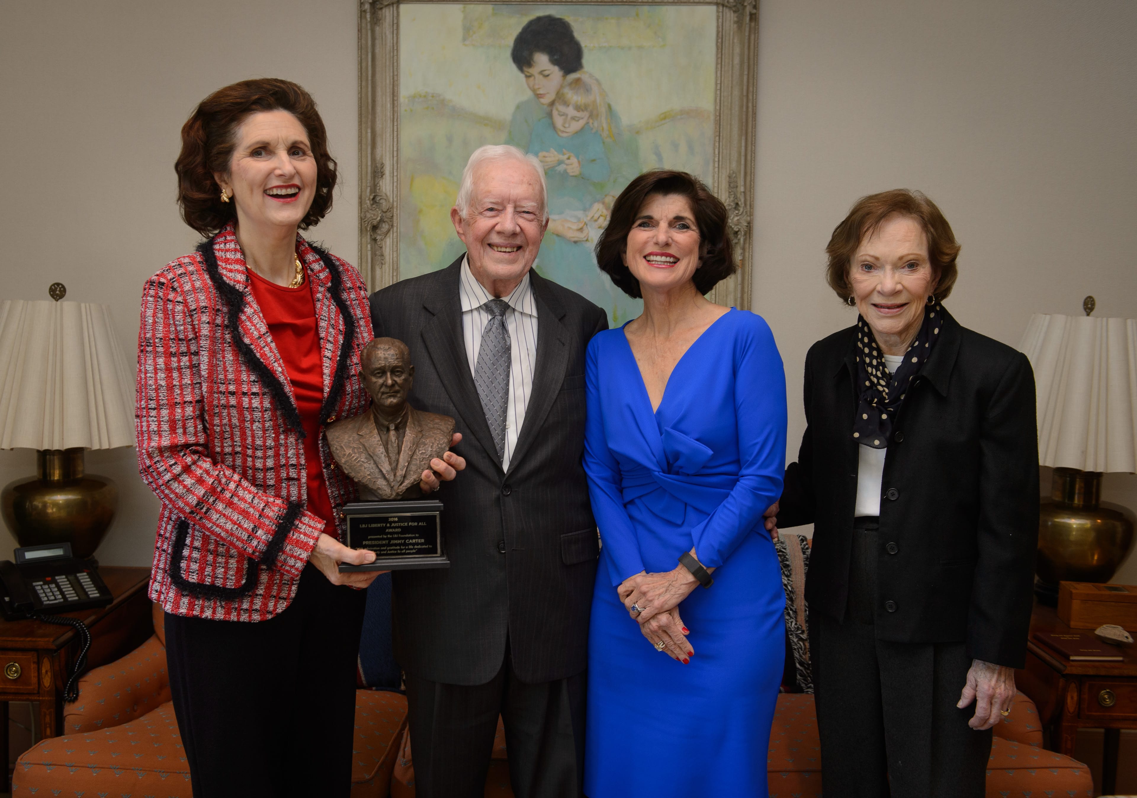 Lynda Johnson Robb, President Jimmy Carter, Luci Baines Johnson, and Rosalynn Carter. Photo by Michael A. Schwarz.